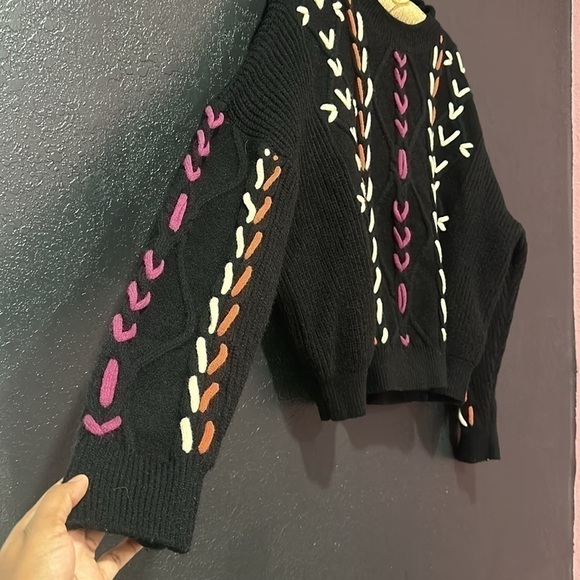 &MERCI Black Multicolored Knit Crew Neck Sweater Size L - Picture 6 of 6